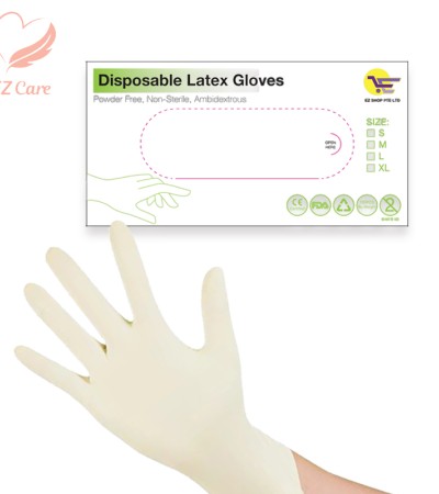 [SG READY STOCKS]100pcs Disposable Latex gloves Powder-Free Multi-Purpose Examination Elastic