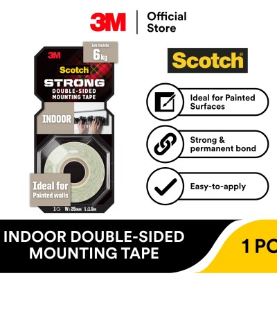 3M Scotch®室内双面安装胶带110-S25，25毫米x 1.5米/25毫米x 4米
